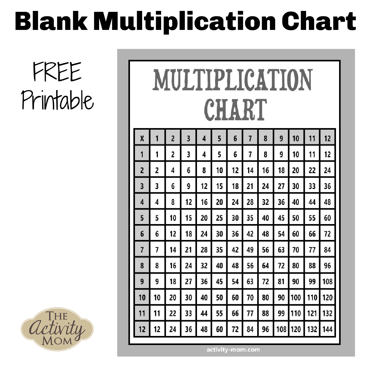 Multiplication Chart 4th Grade