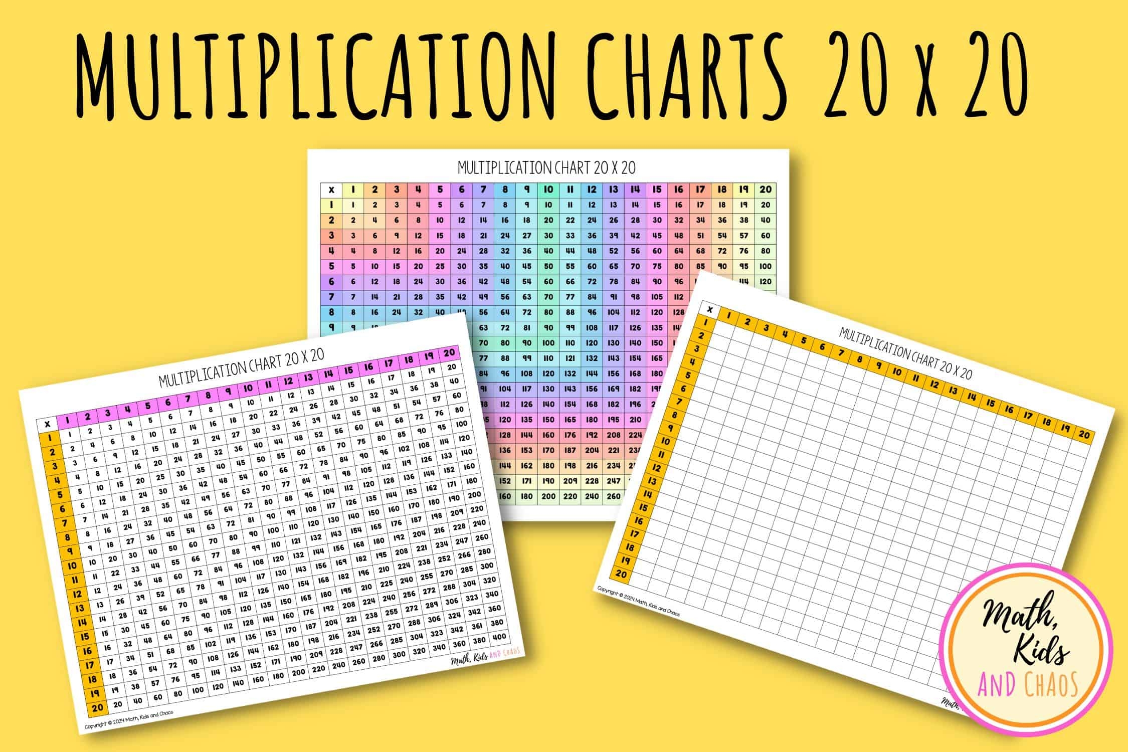 Multiplication Chart 20x20